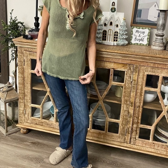 Sage Green Short Sleeve Henley - Picture 5 of 5